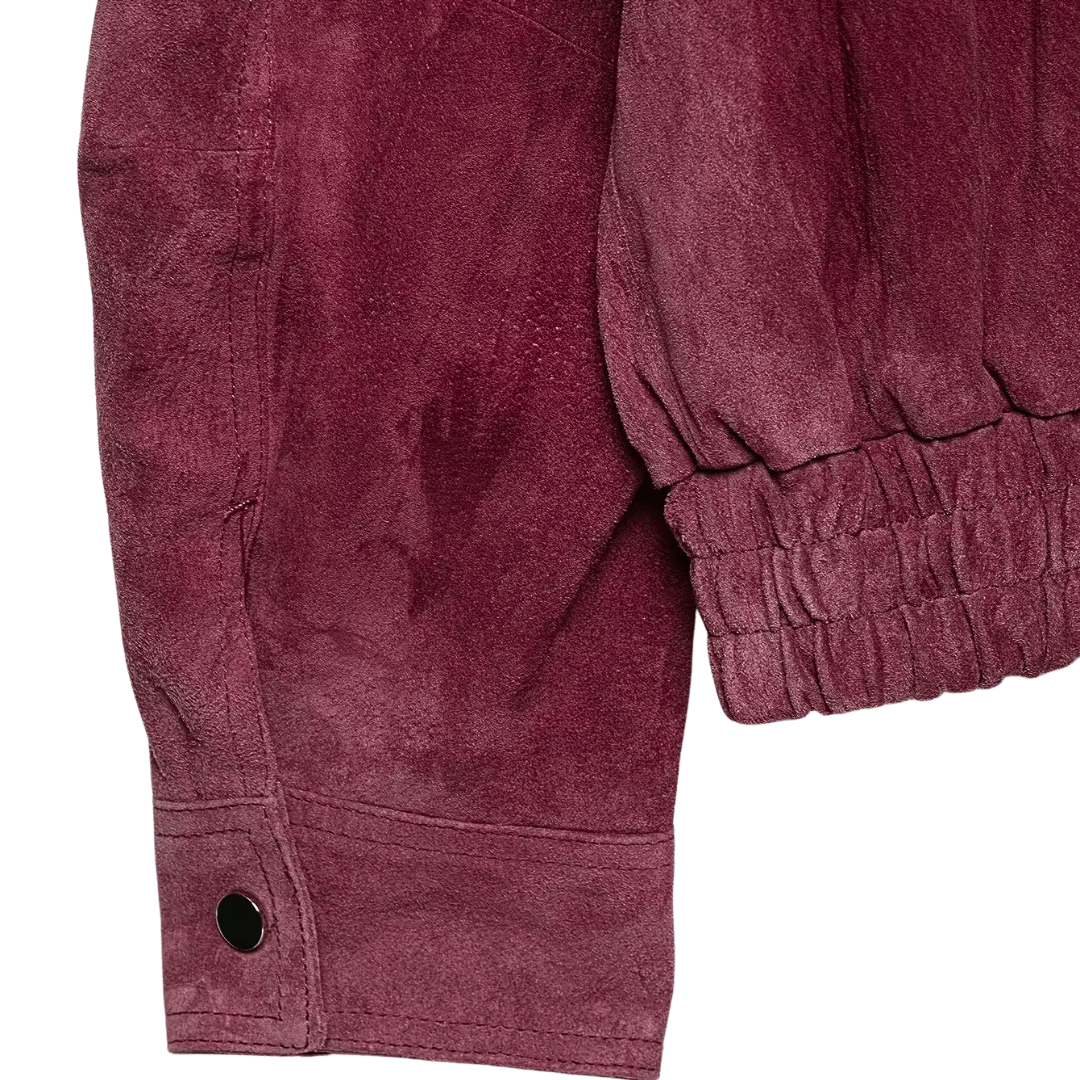 Faux Suede Bomber Jacket – High Neck Zip Up