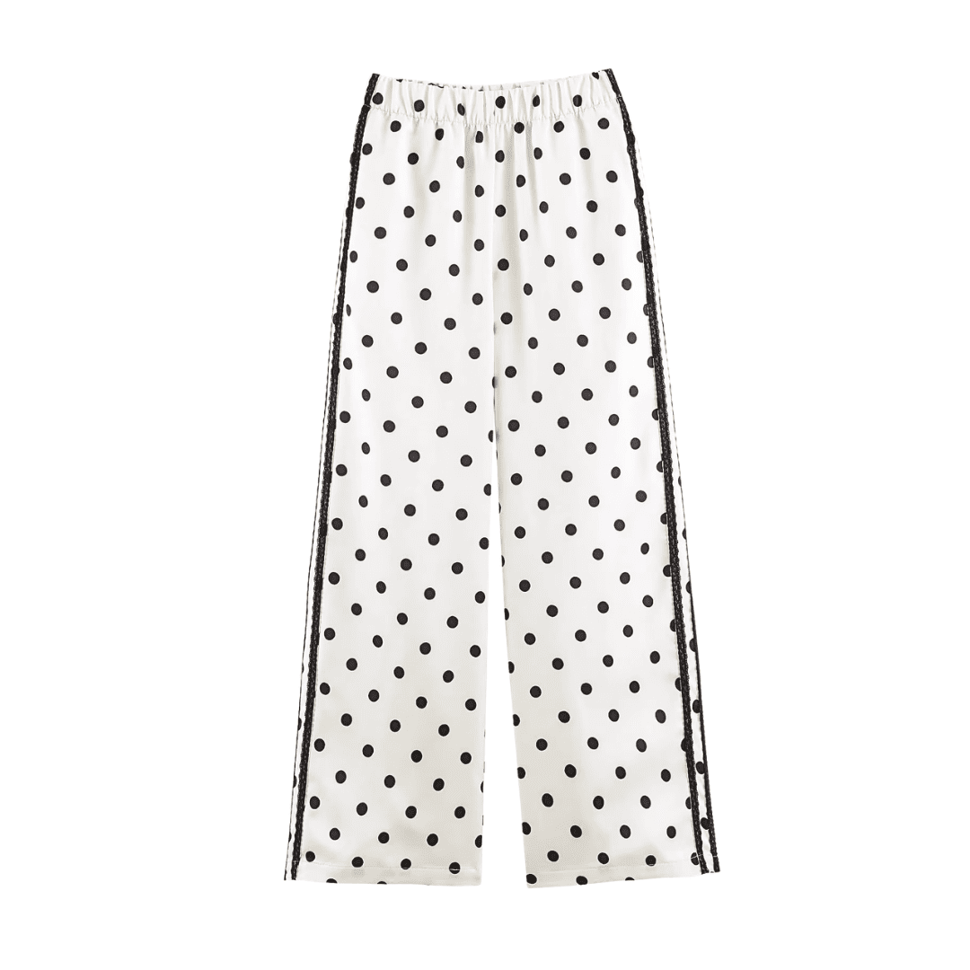 Polka Dot Lace-Trim Tracksuit