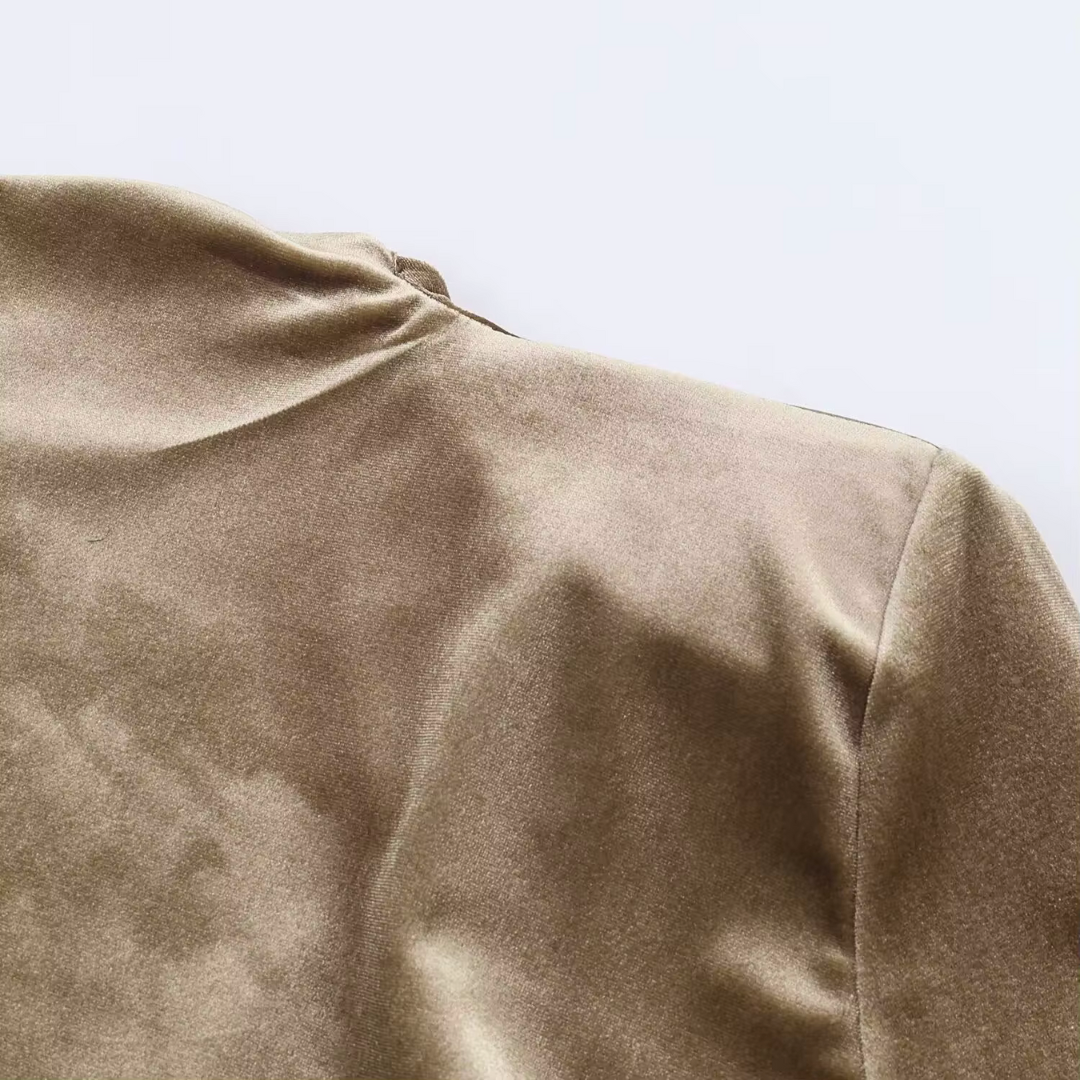 Silver Velvet Ruched Gown