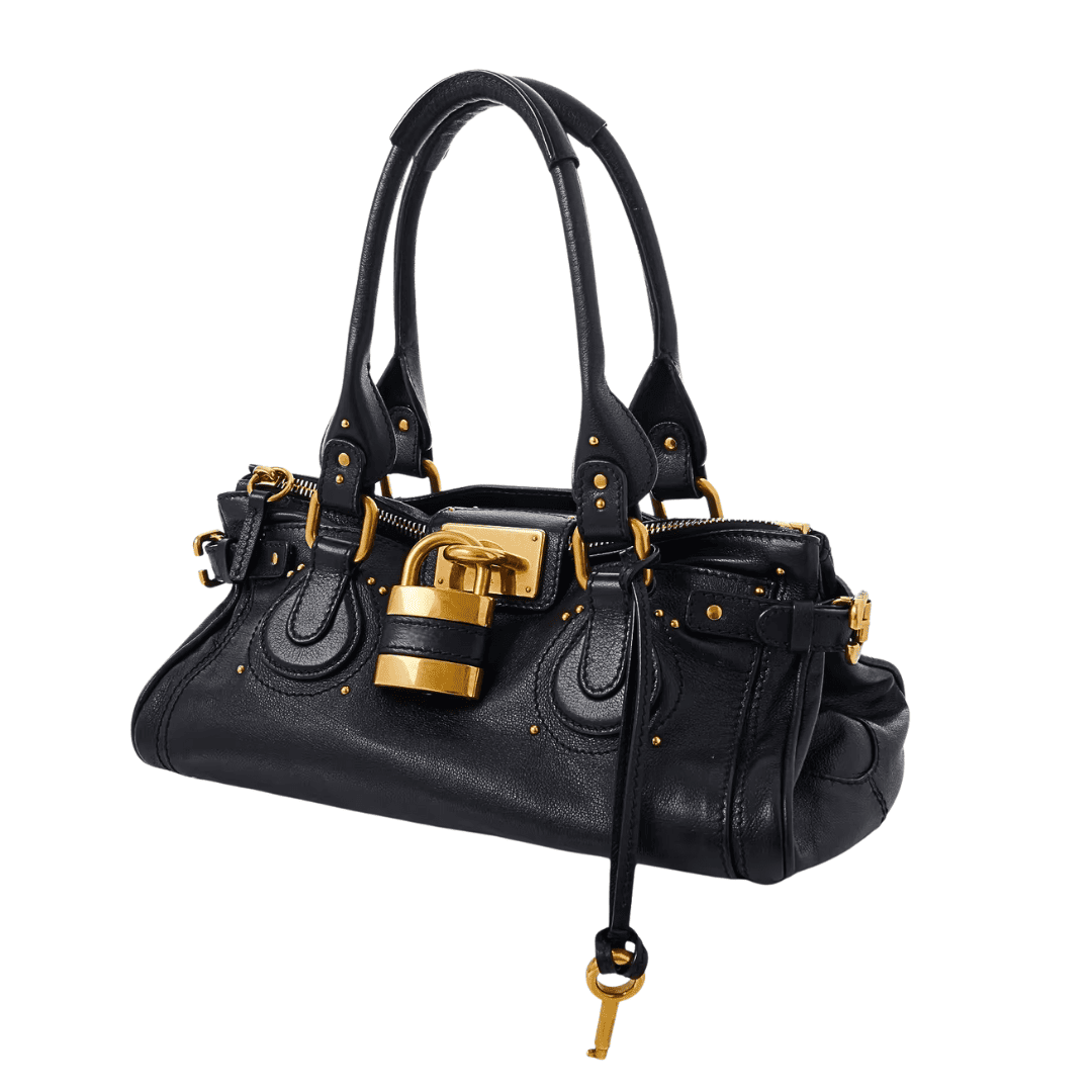 Luxe Black Padlock Satchel