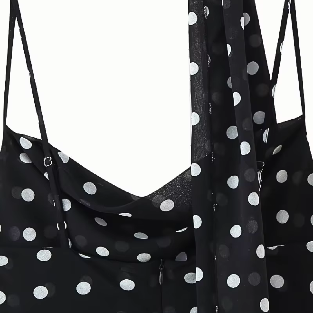 Polka Dot Scarf Maxi Dress