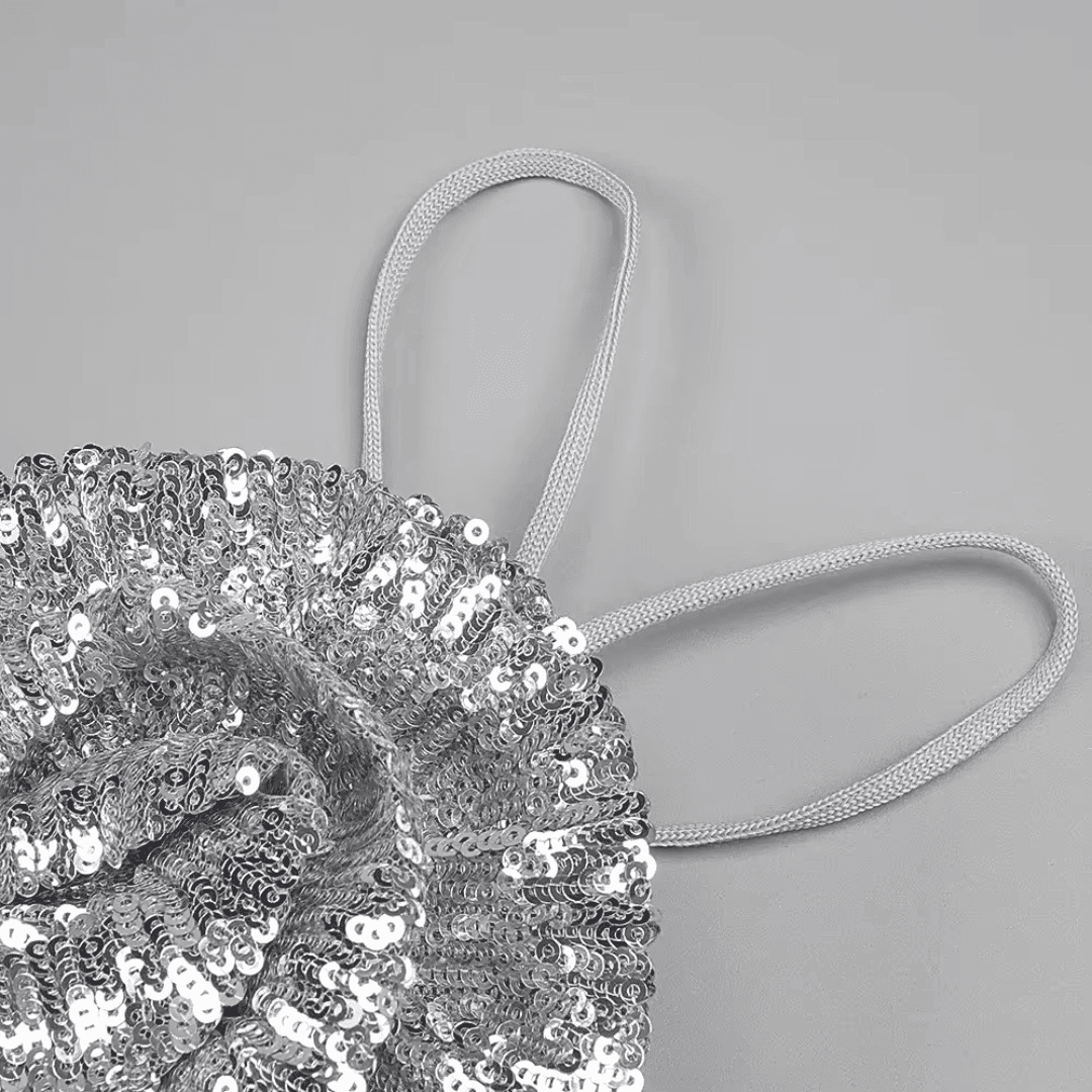 Silver Sequin Halter Gown