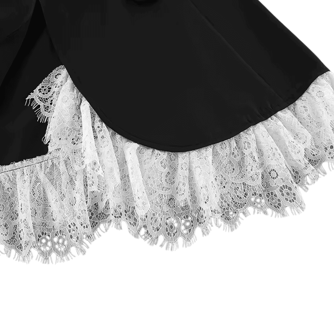 Lace Hem Black Peplum Blazer