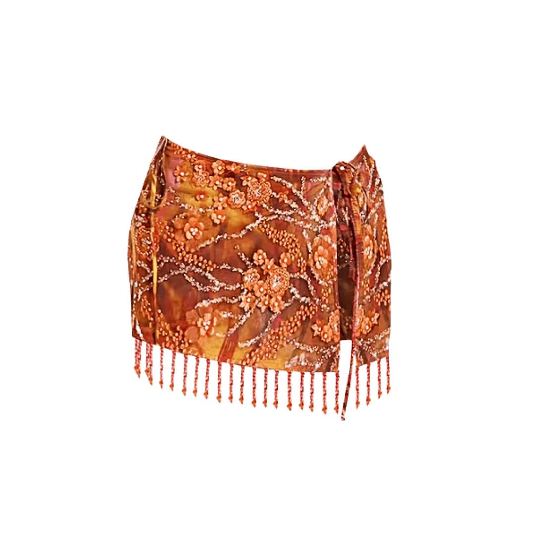 Floral Beaded 3-Piece Bikini Set