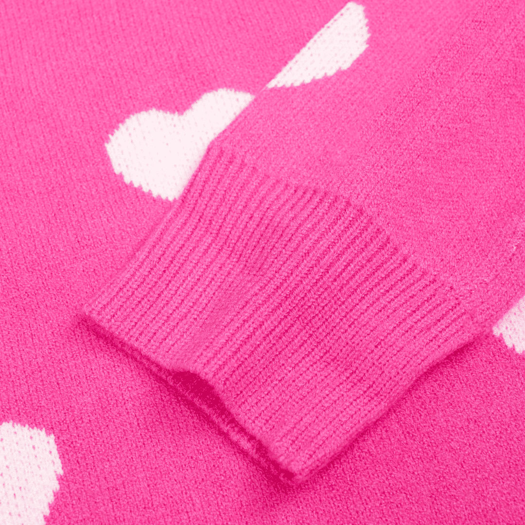 Pink Heart Knit Sweater