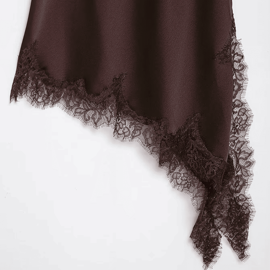 Satin Asymmetric Lace Dress