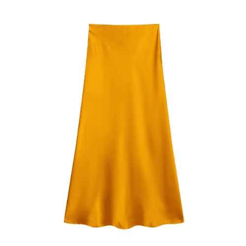 Satin High-Waisted Midi Skirt