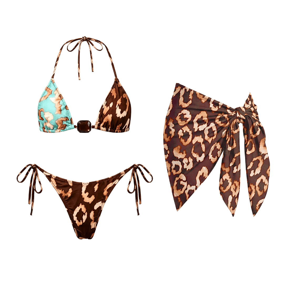 Leopard Print Swimwear Set