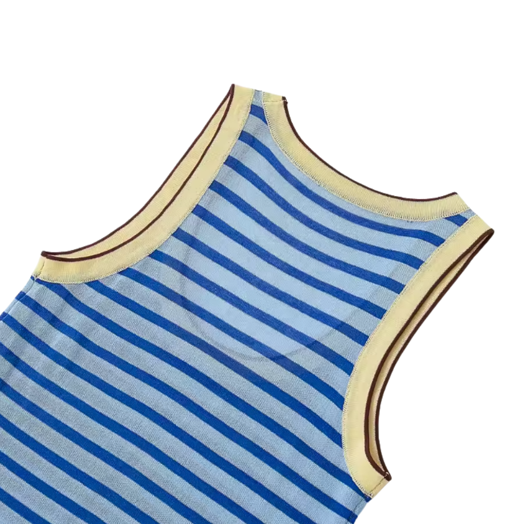Coastal Striped Knit Tank Top