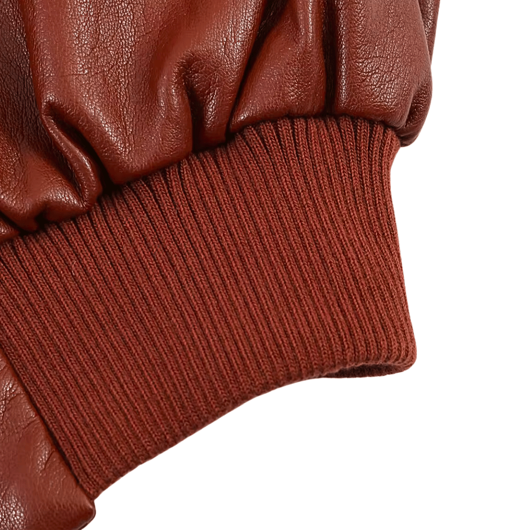 Brown Faux Leather Set – Vintage Bomber Outfit
