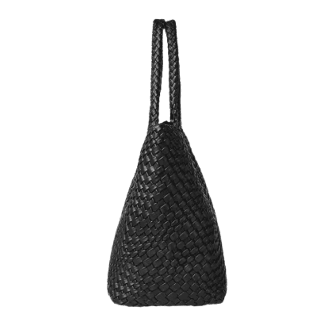 Woven Faux Leather Tote