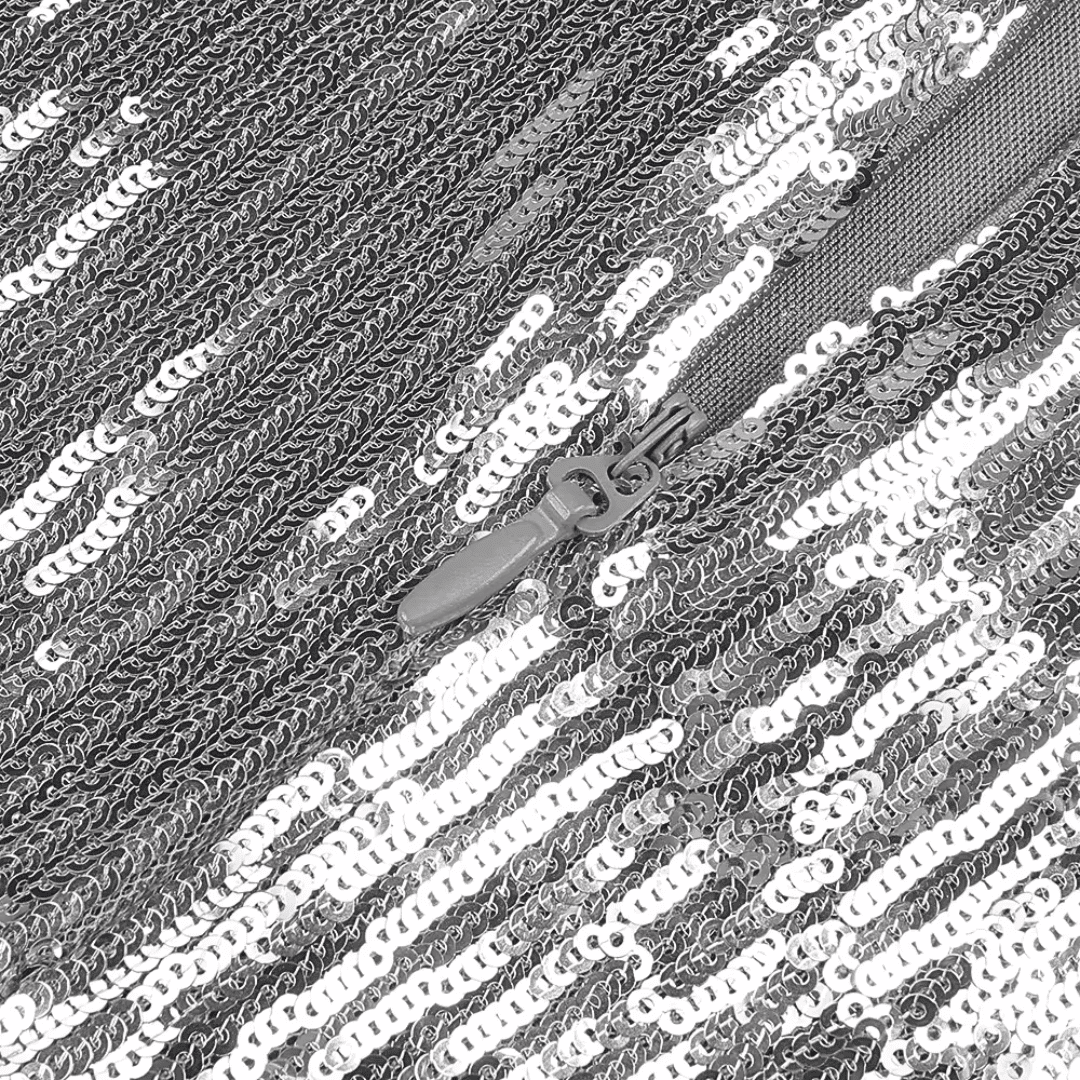 Silver Sequin Halter Gown