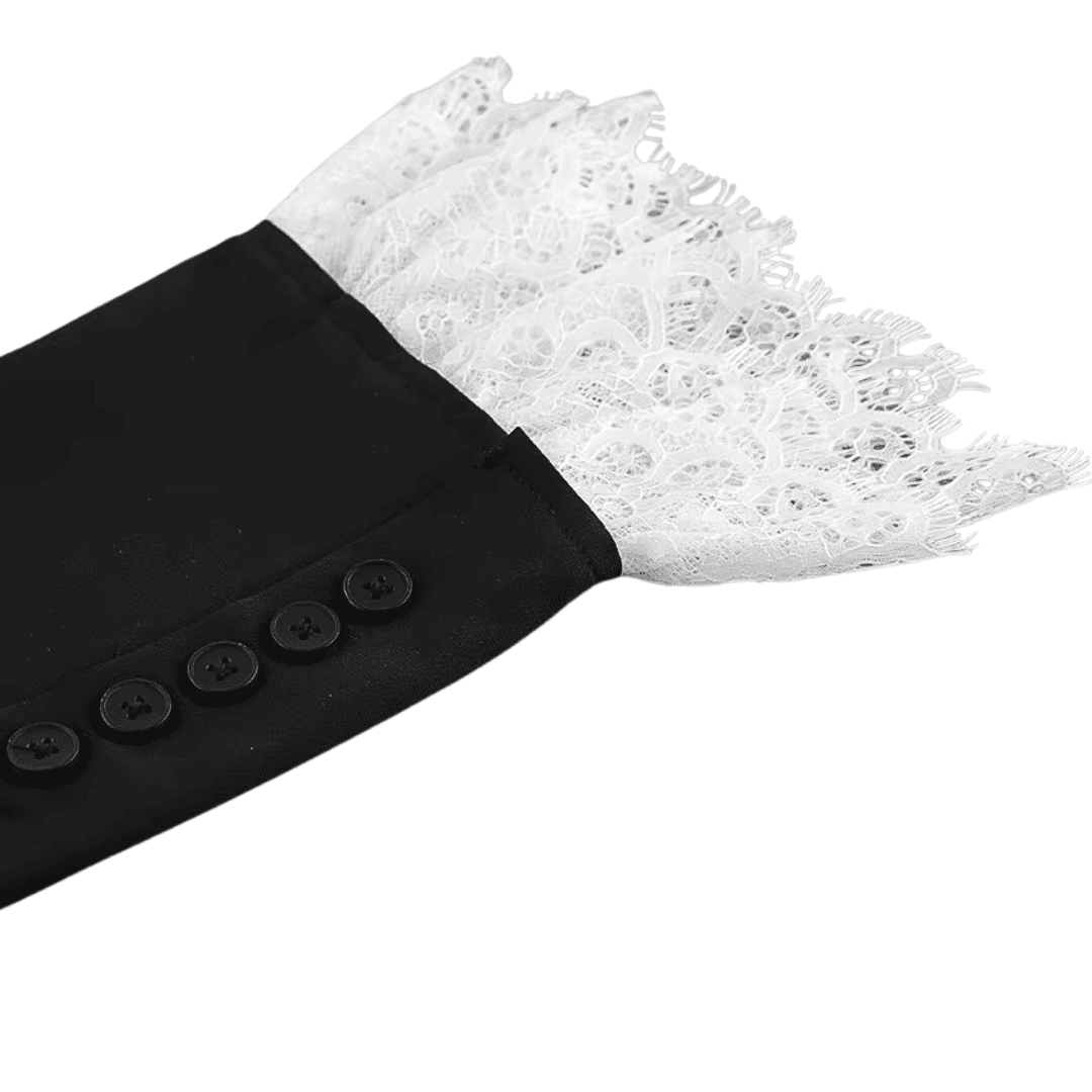 Lace Hem Black Peplum Blazer