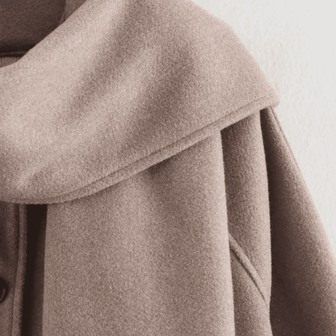 Chic Wool-Look Poncho with Scarf Collar