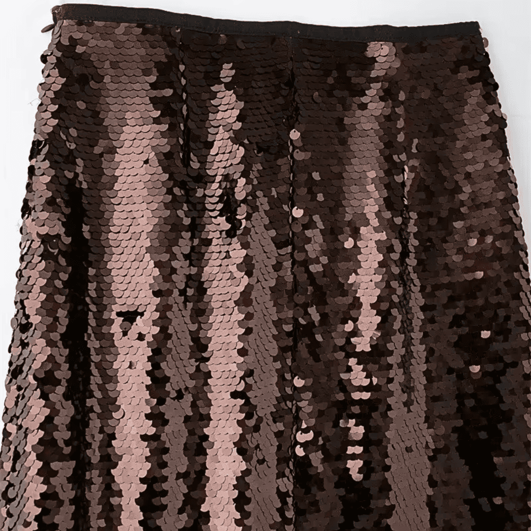 Brown Sequin High-Slit Midi