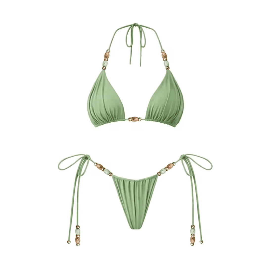 Pearl Beaded Bikini Skirt Set