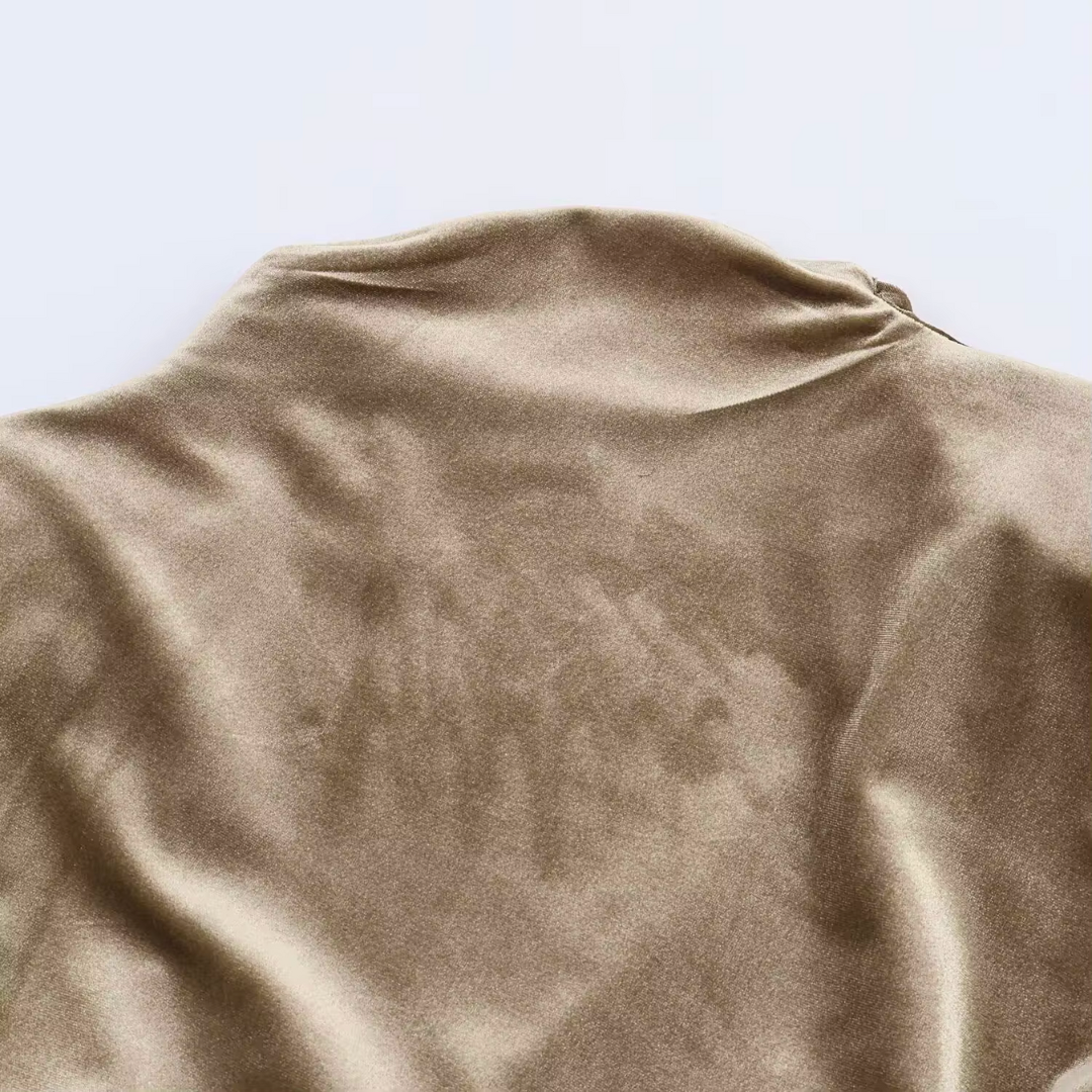 Silver Velvet Ruched Gown