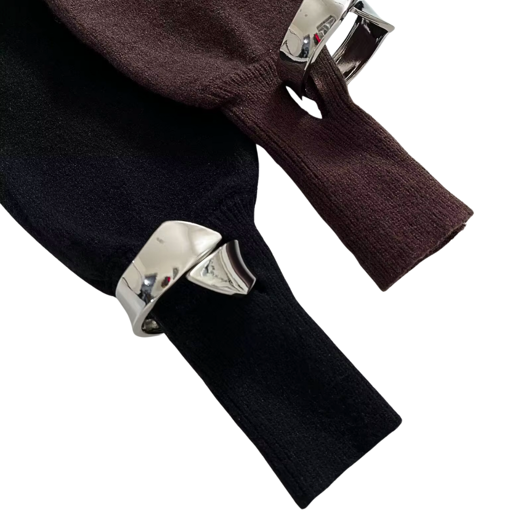 Off-Shoulder Metal Detail Knit