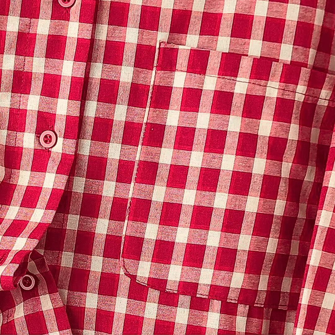 Red Plaid Oversized Shirt – Casual Check Flannel Blouse