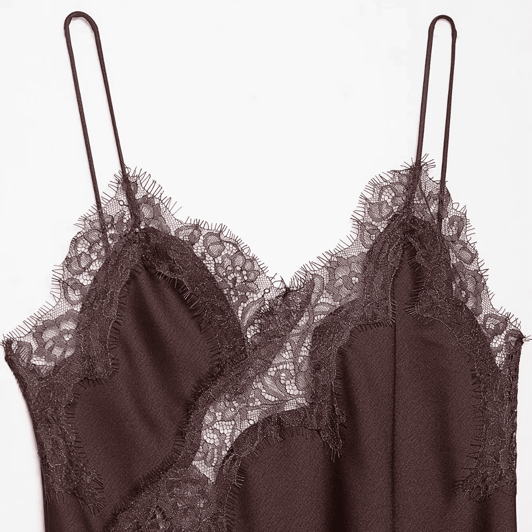 Satin Asymmetric Lace Dress