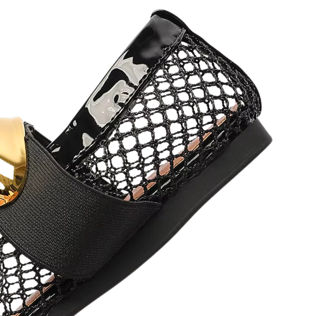 Sheer Mesh Pointed Ballerina Flats