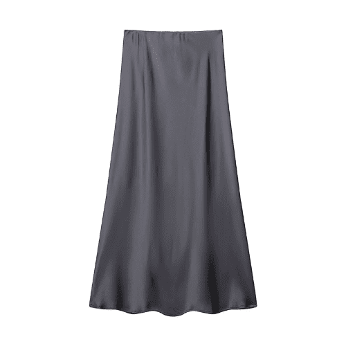 Satin High-Waisted Midi Skirt