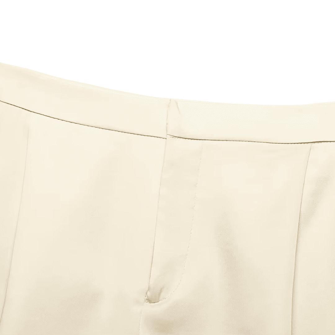 Lace Trim Satin High-Waist Shorts
