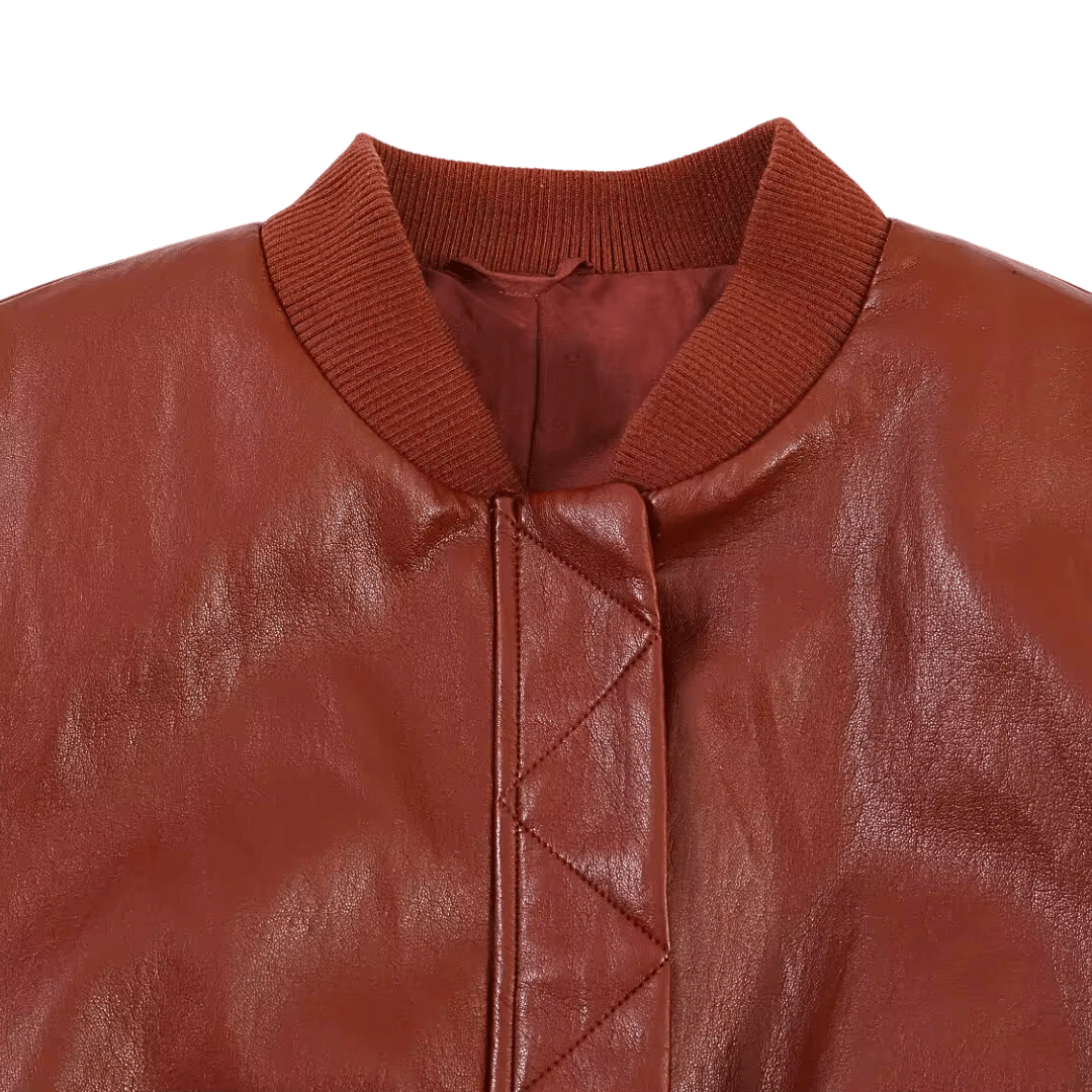 Brown Faux Leather Set – Vintage Bomber Outfit