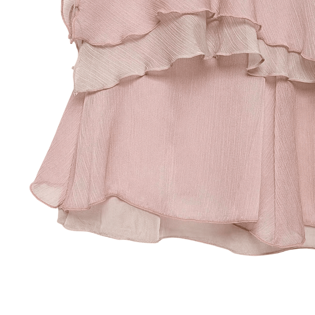 Pinkfarbener Minirock-Set in Pastell