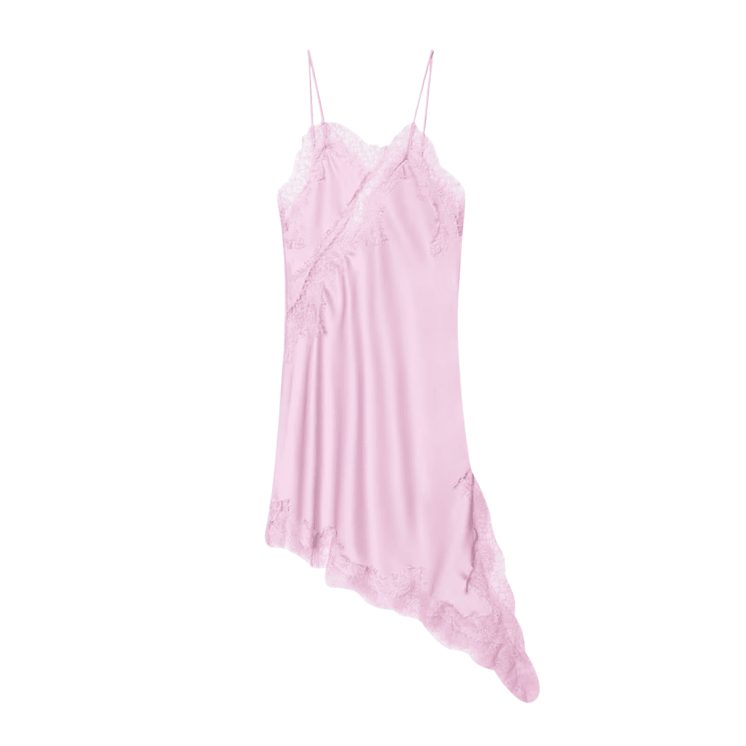 Satin Asymmetric Lace Dress