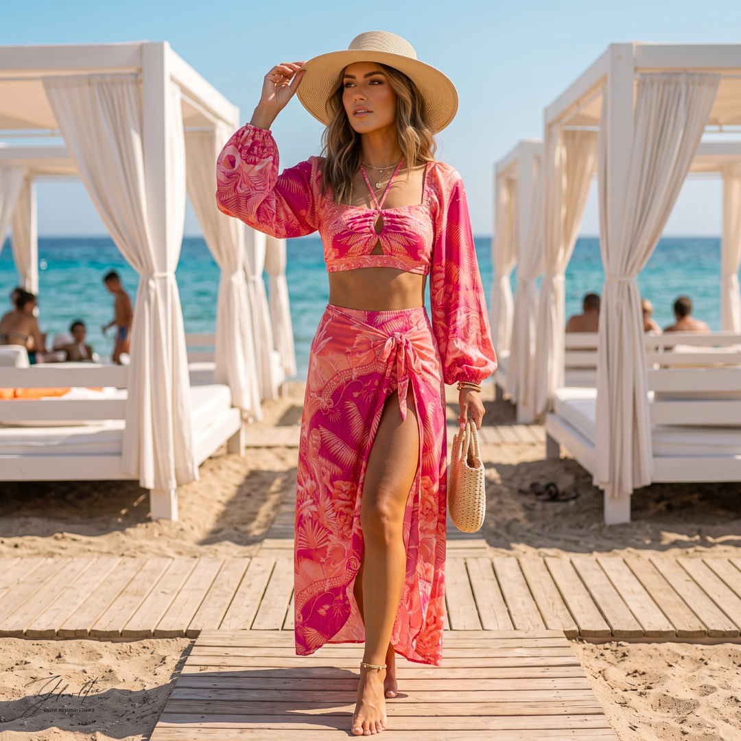 Tropical Palm 3-Piece Swimsuit Set