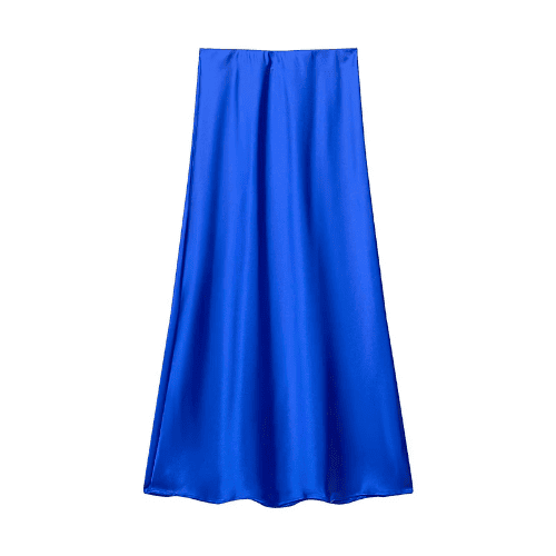 Satin High-Waisted Midi Skirt