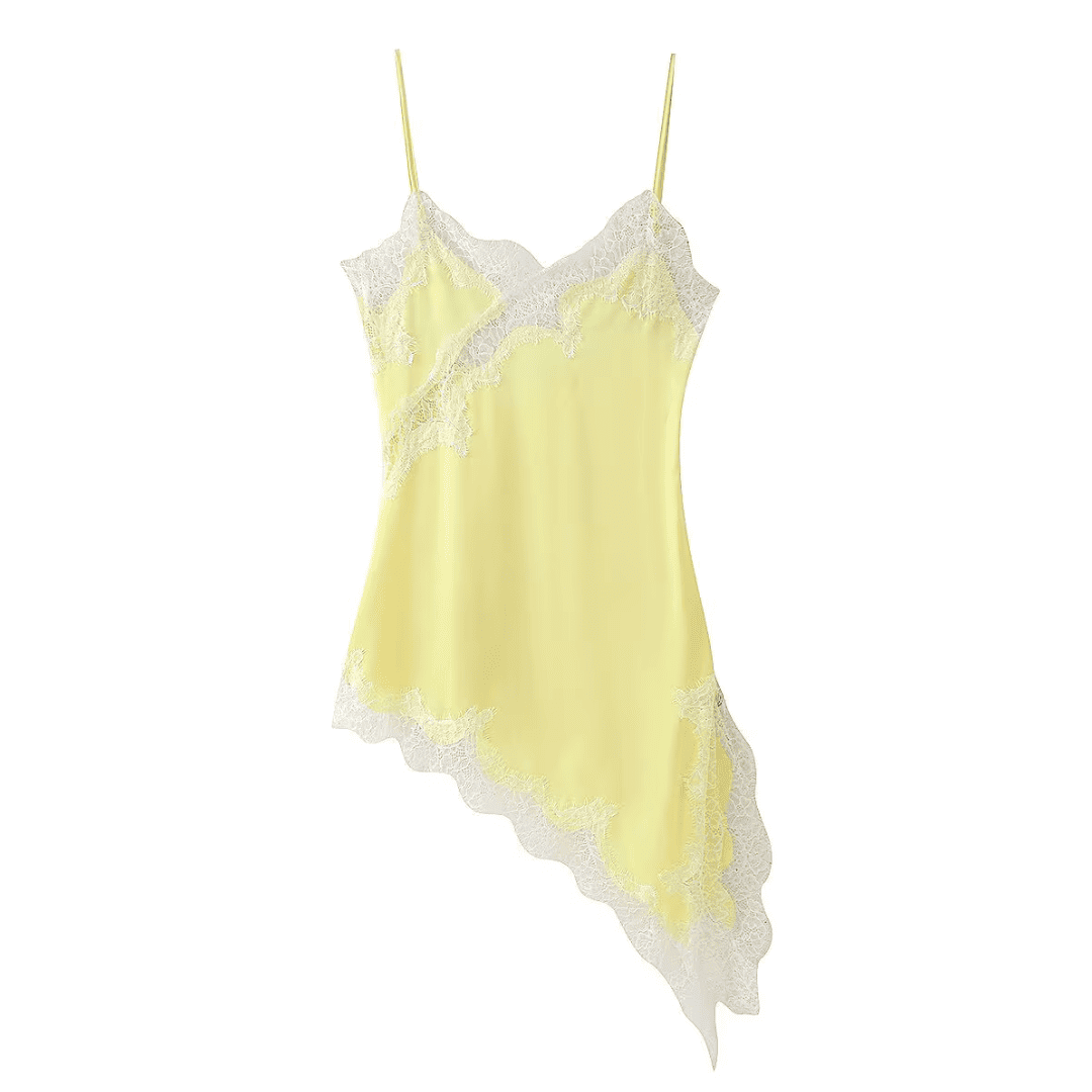 Satin Asymmetric Lace Dress