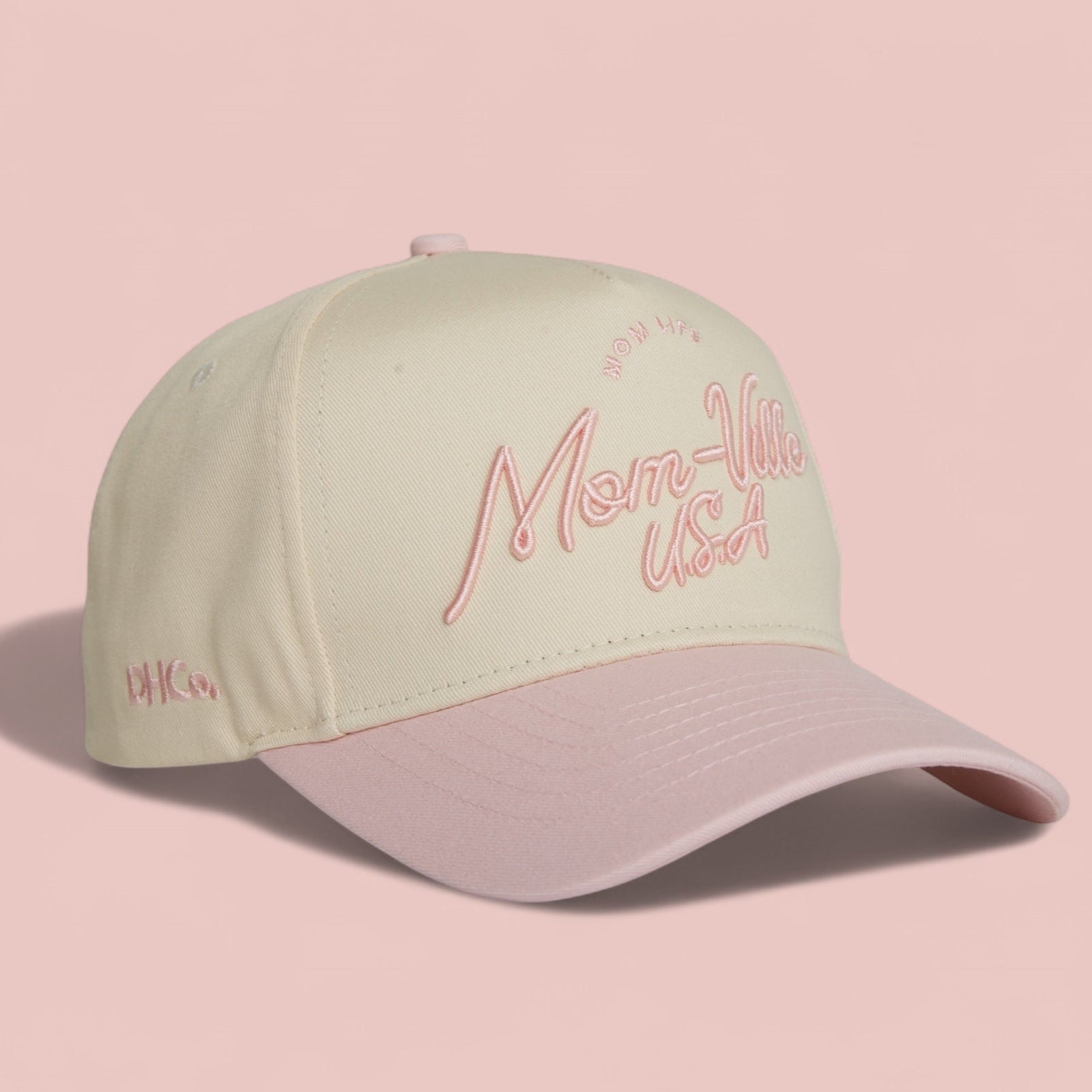 "Mom-Ville" Script Hats Light Pink