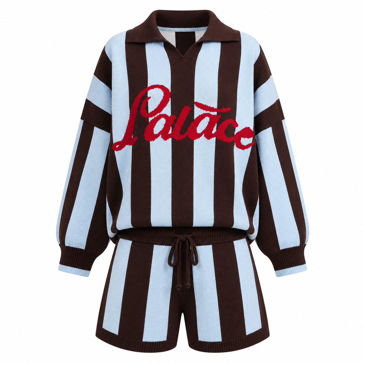 Striped Knit Polo Shorts Set – Palace Script Co-Ord