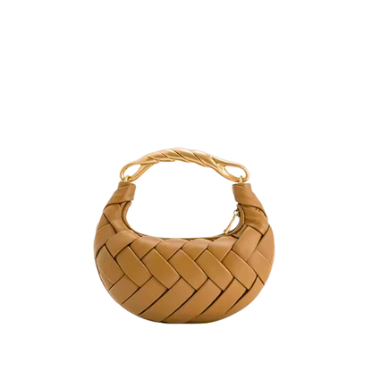 Woven Half-Moon Top-Handle Bag