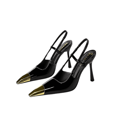 Metal Toe Slingback Heels