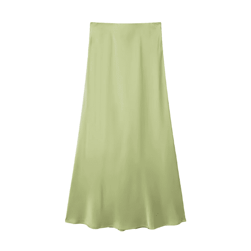 Satin High-Waisted Midi Skirt