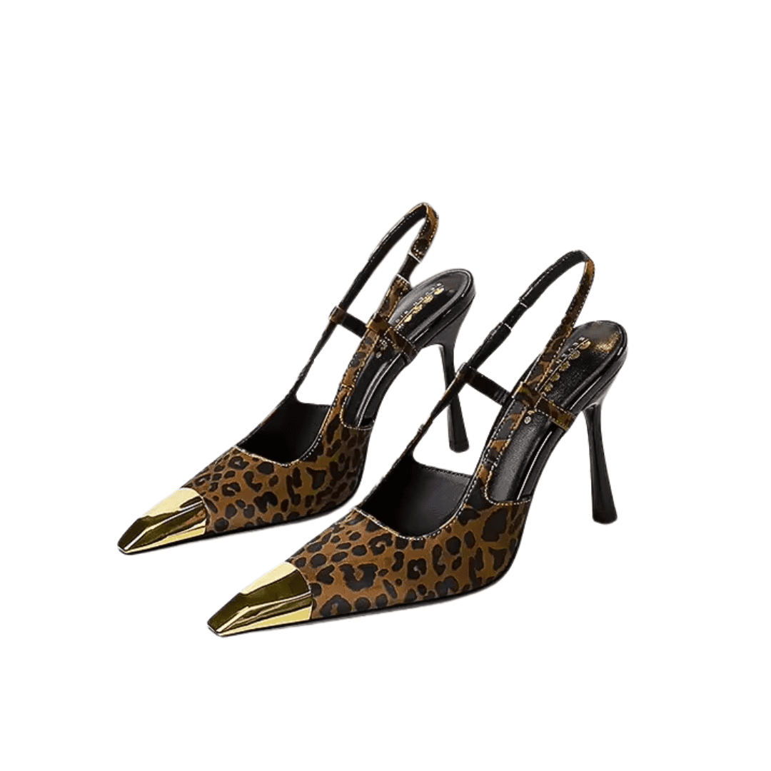 Metal Toe Slingback Heels