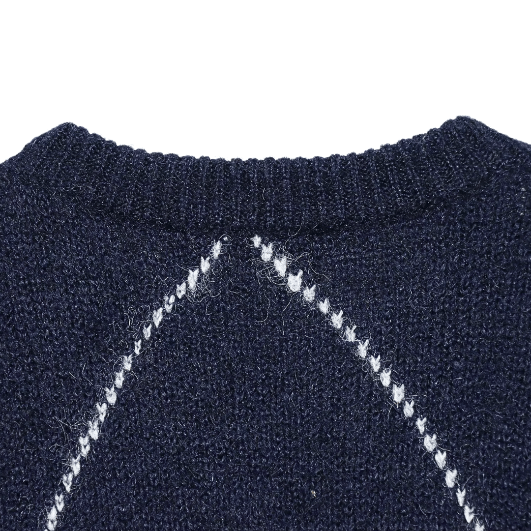 Fuzzy Argyle Sweater – Vintage Diamond Knit Pullover
