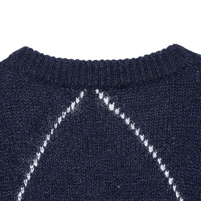 Fuzzy Argyle Sweater – Vintage Diamond Knit Pullover