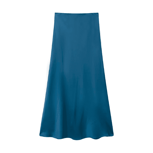 Satin High-Waisted Midi Skirt