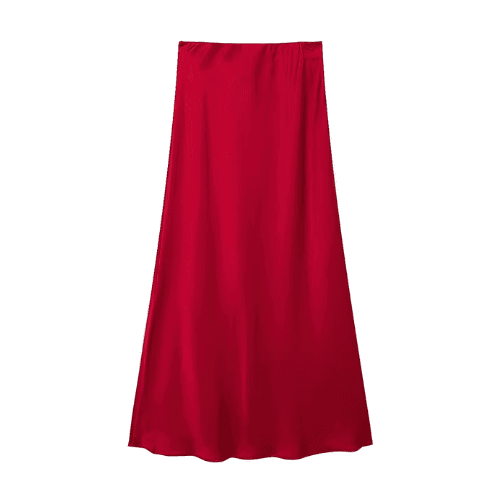 Satin High-Waisted Midi Skirt