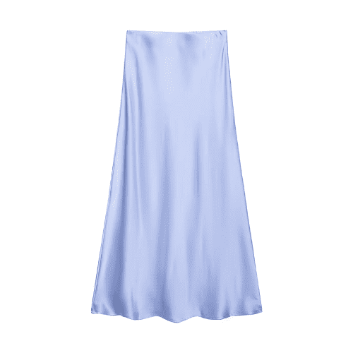 Satin High-Waisted Midi Skirt