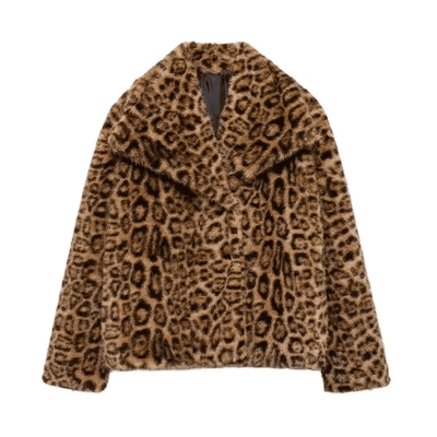 Leopard Print Faux Fur Jacket