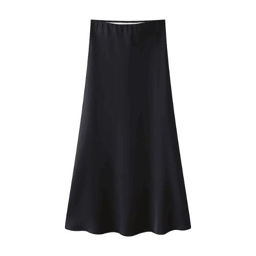 Satin High-Waisted Midi Skirt