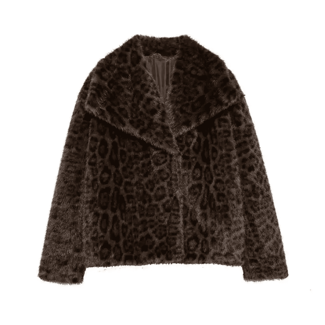 Leopard Print Faux Fur Jacket