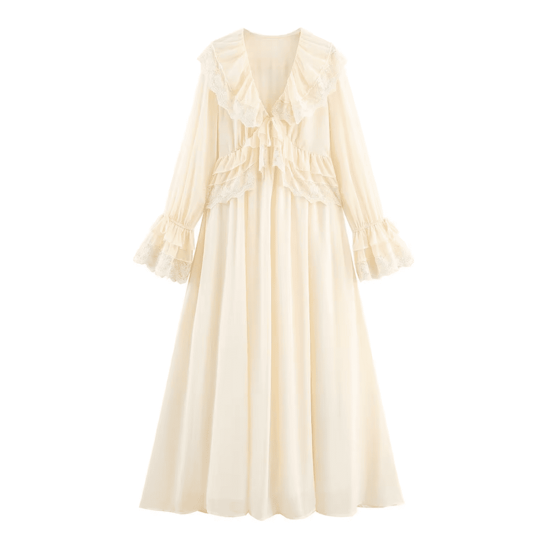 Romantic Ruffle Lace Maxi Dress