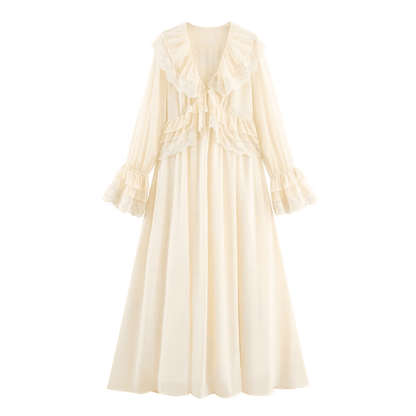 Romantic Ruffle Lace Maxi Dress