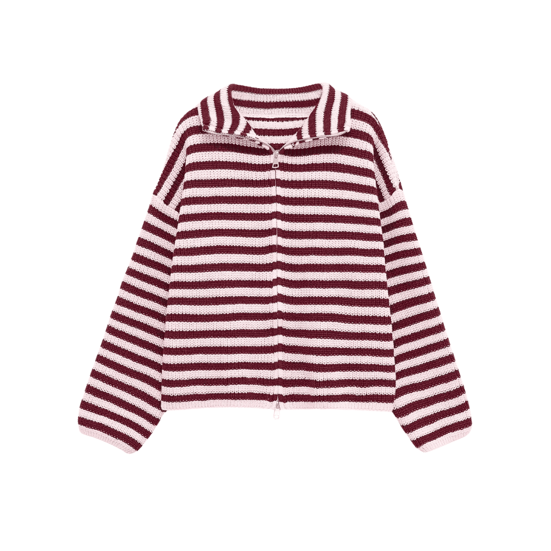 Striped Zip Knit Jacket